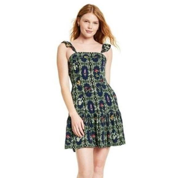 Agua Bendita Dresses & Skirts - Agua Bendita x Target NWT Floral Tile Print Flutter Sleeve Mini Dress Size XL